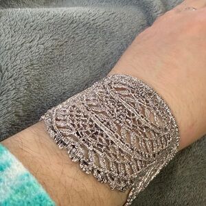 Stella & Dot Silver Lace Cuff Bracelet